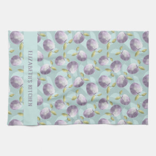 Winteräpfel kalt grün und lila personalisiert geschirrtuch