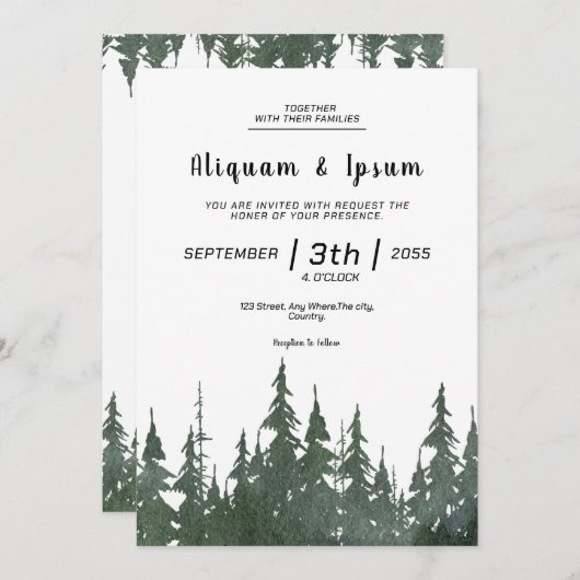 Winteraufenthalt Handmade Card Einladung (Vorne/Hinten)