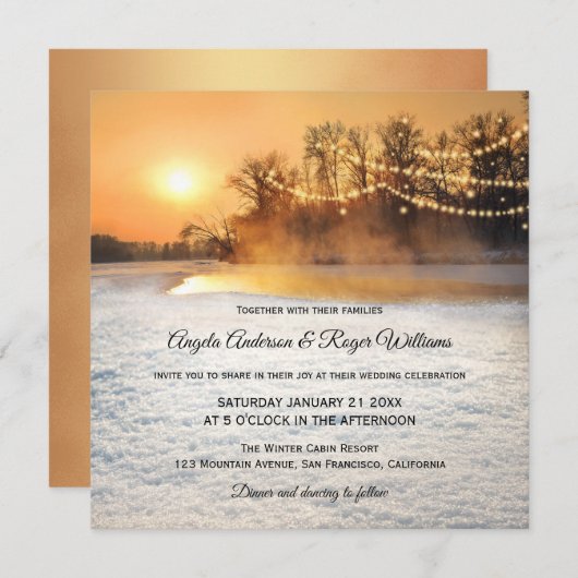 Winteraufenthalt mit knallenden Saitenlichtern Einladung (Vorne/Hinten)