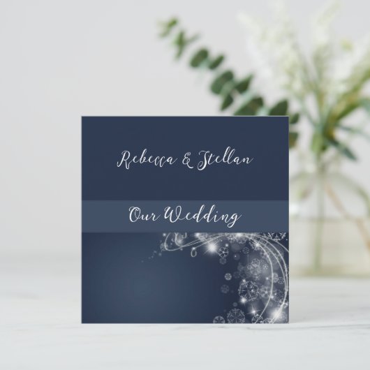 Winteraufenthalt Snowflakes Einladung (Stehend Vorderseite)