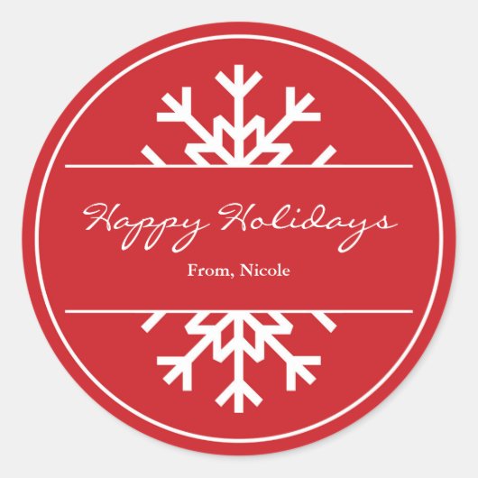 Winteraufkleber für Rot und Weiß Runder Aufkleber (Vorderseite)