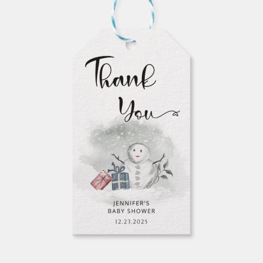 Winterbaby-Dusche Danke Geschenkanhänger (Rückseite)