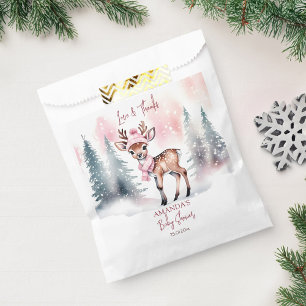 Winterbaby-Dusche niedliche Hirsche Rosa Danke Geschenktütchen