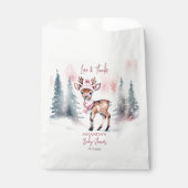 Winterbaby-Dusche niedliche Hirsche Rosa Danke Geschenktütchen (Vorderseite)