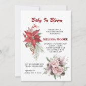 Winterbaby in blühender, rosa, blumenroter Poinset Einladung (Vorderseite)