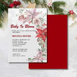 Winterbaby in blühender, rosa, blumenroter Poinset Einladung