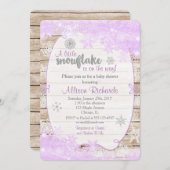 Winterbabyduscheneinladung lila und silbern einladung (Vorne/Hinten)