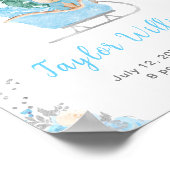 Winterbär Blue Sleigh Geburtenstatistik Poster (Ecke)