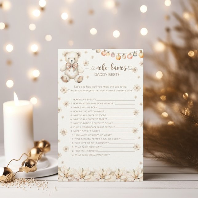 Winterbär, der Daddy Best Baby Shower Game kennt (Von Creator hochgeladen)