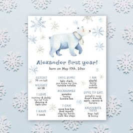 Winterbär Erster Geburtstag Meilenstein Geburtstag Poster