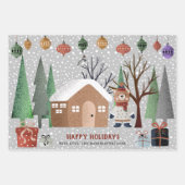 Winterbär, frohe Weihnachten und Schneeflocken Geschenkpapier Set (Vorderseite)