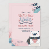 Winterbär Geburtstagsparty Einladung (Vorne/Hinten)