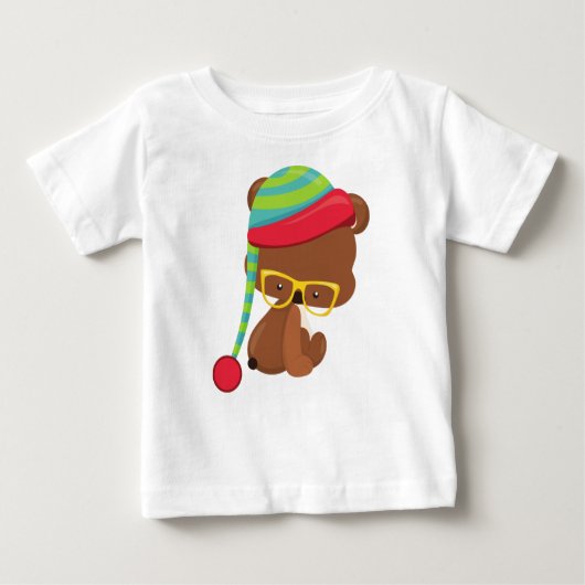 Winterbär, Hipster Bär, Brille, Hut Baby T-shirt (Vorderseite)