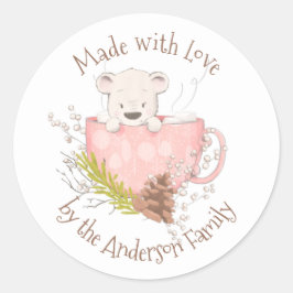 Winterbär Hot Cocoa Mix Label Runder Aufkleber