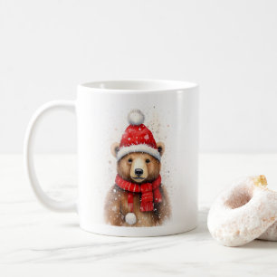 Winterbär in einem gemütlichen Red Hat Kaffeetasse