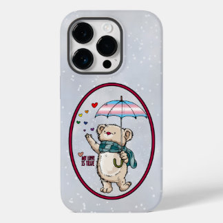 Winterbär mit Schirm in Transgender Flag Colo Case-Mate iPhone 14 Pro Hülle