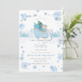 Winterbär Onederland 1. Geburtstag Einladung (Stehend Vorderseite)