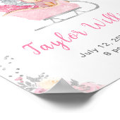 Winterbär Pink Sleigh Geburtsstatistik Poster (Ecke)