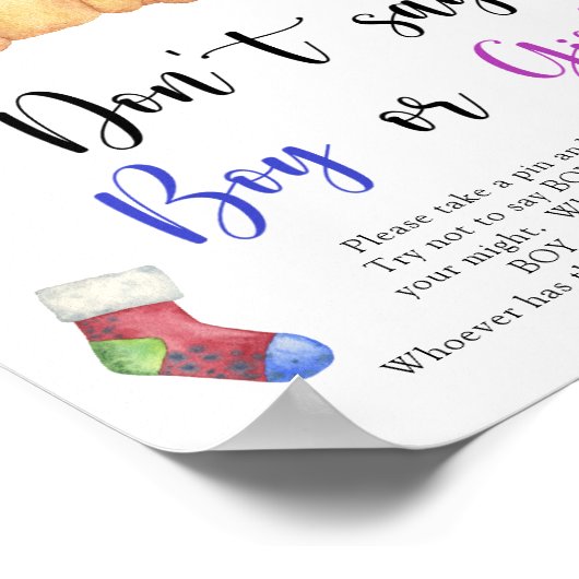 Winterbär - Sag nicht Junge oder Mädchen Poster (Ecke)