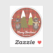 Winterbär Weißer Weihnachtsbüffel Kariert Aufkleber (Blatt)