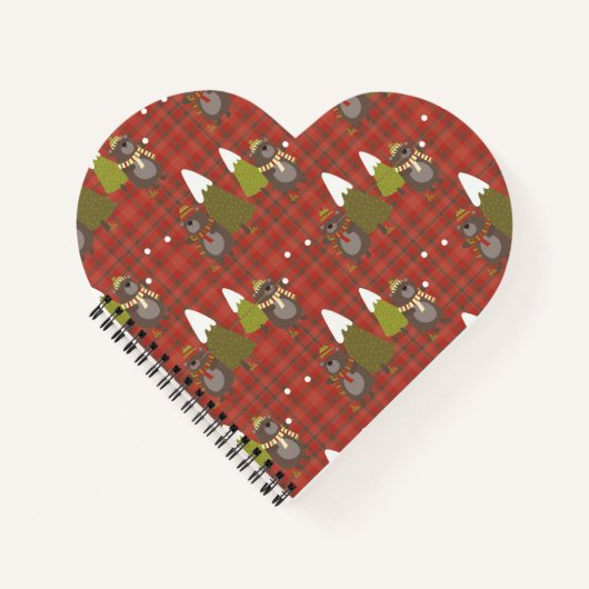 Winterbär Weißer Weihnachtsbüffel Kariert Notizblock (Vorderseite)