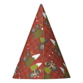 Winterbär Weißer Weihnachtsbüffel Kariert Partyhütchen (Rückseite)