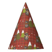 Winterbär Weißer Weihnachtsbüffel Kariert Partyhütchen (Vorderseite)
