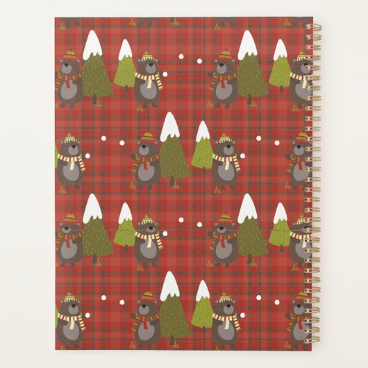 Winterbär Weißer Weihnachtsbüffel Kariert Planer (Rückseite)