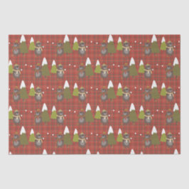 Winterbär Weißer Weihnachtsbüffel Kariert Seidenpapier