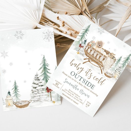 Winterbärchen mit kalter Außendusche Einladung