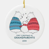 Winterbären Personalisiert 1. Weihnachten als Groß Keramik Ornament (Hinten)