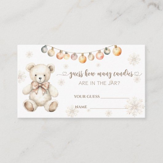 Winterbärendusche schätzen, wie viele Bonbons es g Begleitkarte (Vorderseite)