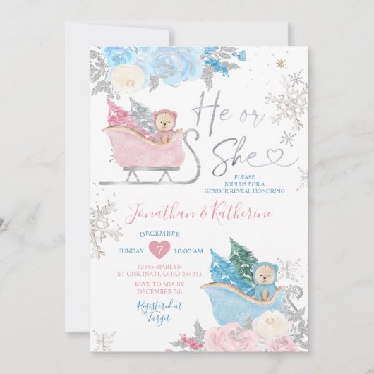 Winterbärengeschlecht offenbart, dass er oder sie einladung (Vorderseite)