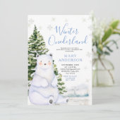 Winterbärensnowflakes Onederland 1. Geburtstag Einladung (Stehend Vorderseite)