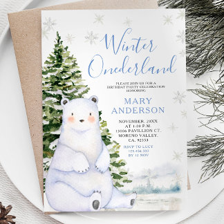 Winterbärensnowflakes Onederland 1. Geburtstag Einladung