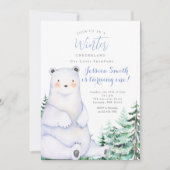 Winterbärenwald Rustikales Onederland 1. Geburtsta Einladung (Vorderseite)