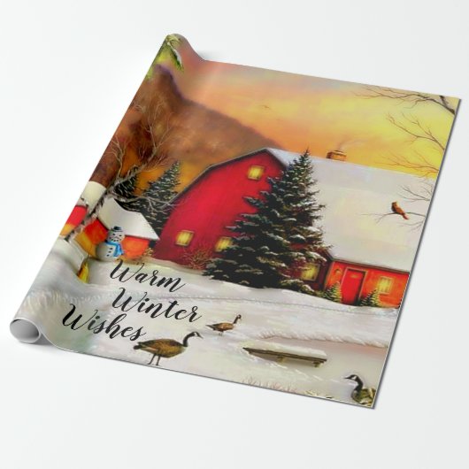 Winterbauernhof Geschenkpapier (Ungerollt)
