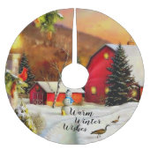 Winterbauernhof Polyester Weihnachtsbaumdecke (Vorderseite)