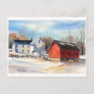 Winterbauernhof & Roter Barn Postkarte