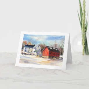 Winterbauernhof & rotes Scheune Feiertagskarte