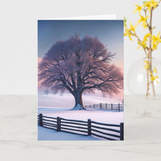 Winterbaum Denken Sie an Sie Karte (Gelbe Blume)