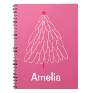 Winterbaum Mädchen Kinder personalisierter Name Ro Notizblock