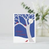 Winterbaum mit Kardinälen Postkarte (Stehend Vorderseite)