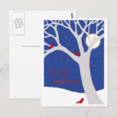 Winterbaum mit Kardinälen Postkarte (Vorne/Hinten)