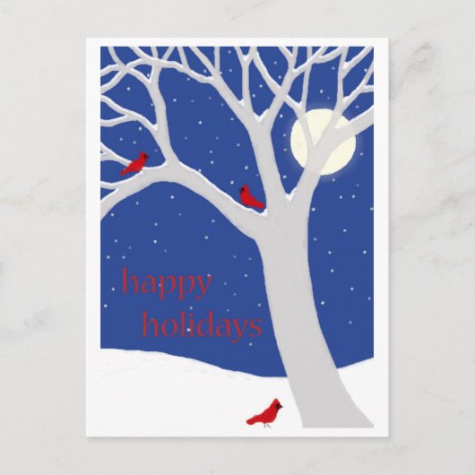 Winterbaum mit Kardinälen Postkarte (Vorderseite)
