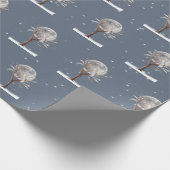 Winterbaum mit Mond und Eule Geschenkpapier (Ecke)