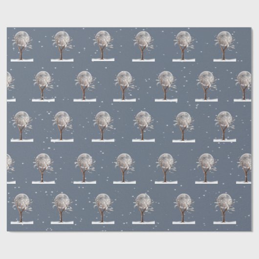 Winterbaum mit Mond und Schale Geschenkpapier (Flach)