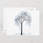 Winterbaum mit Schneeflocken und Vögeln Postkarte (Vorne/Hinten)