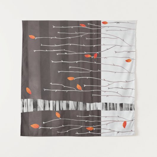 Winterbaum Monochrome Wandteppich (Vorderseite (Horizontal))