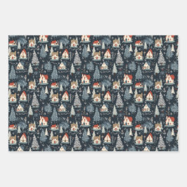 Winterbaum Muster Weihnachten Vintag Geschenkpapier Set